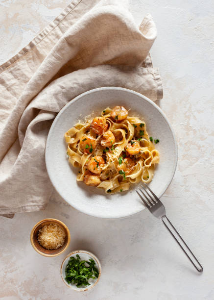 istock Fettuccine with shrimps 1328026479