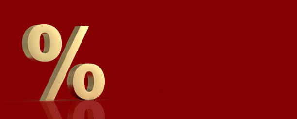 istock Percentage symbol on red background with large copy space 1328026493