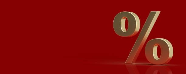 istock Percentage symbol on red background with large copy space 1328026496