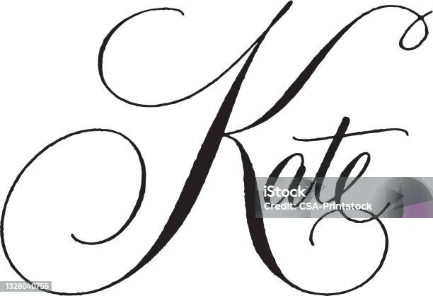 Chalk Lettering Kate Kate Stock Illustration - Download Image Now - Black And White ...