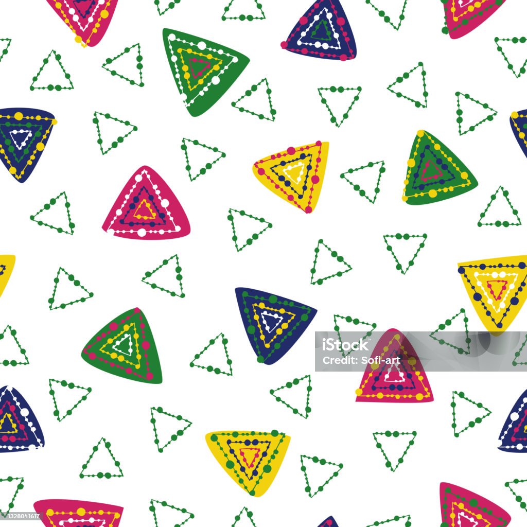 Seamless Pattern Hand Drawing Abstract Triangles Geometry Stock ...
