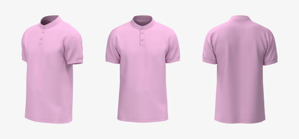 istock Blank mandarin collar t-shirt mockup in front, side and back views 1328048793