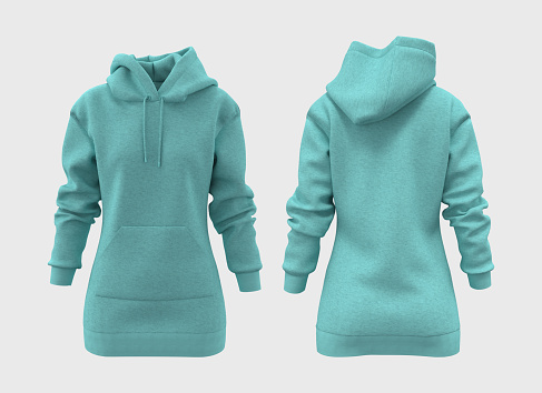 Blank hooded sweatshirt mockup for print, 3d rendering, 3d illustration
