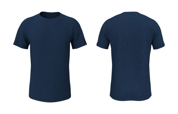 men's short-sleeve t-shirt mockup in front and back views - front view imagens e fotografias de stock