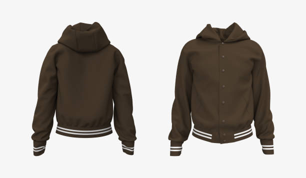 istock Hooded jacket mockup in front and back views 1328049161
