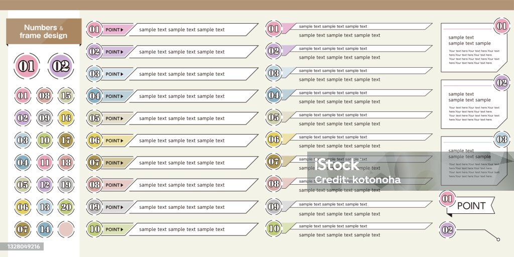 Number Header Design Numbers And Heading Frame Design Set Stock Illustration - Download ...