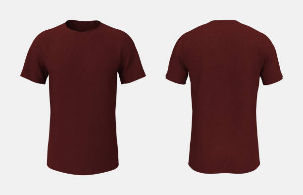 maqueta de camiseta de manga corta para hombres en la parte delantera y trasera - burgundy fotografías e imágenes de stock