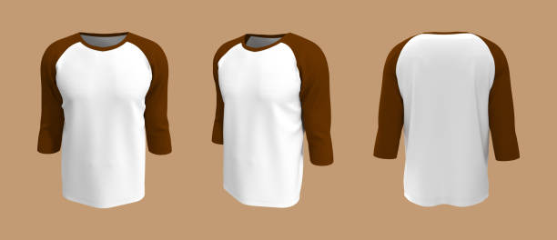 istock men's long-sleeve raglan t-shirt mockup in front, side and back views 1328049265