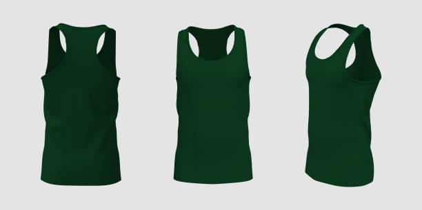 istock Blank sleeveless t-shirt mockup in front, side and back views 1328049353