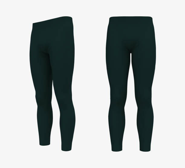 istock Blank leggings mockup in front and side views. Sweatpants 1328051096