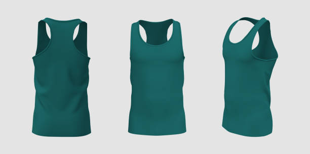 istock Blank sleeveless t-shirt mockup in front, side and back views 1328051300
