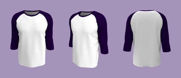 istock men's long-sleeve raglan t-shirt mockup in front, side and back views 1328051303