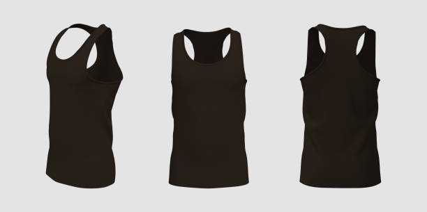 istock Blank sleeveless t-shirt mockup in front and back views 1328051305