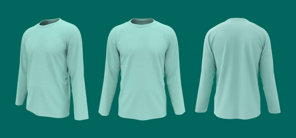 istock men's long-sleeve t-shirt mockup in front, side and back views 1328051358