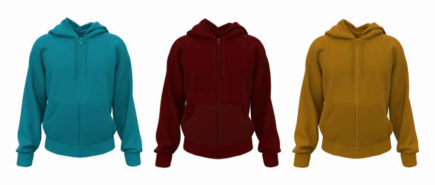 istock Blank hooded sweatshirt mockup with zipper in front view 1328052142