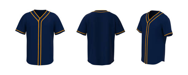 istock Baseball t-shirt mockup in front, side and back views 1328052379