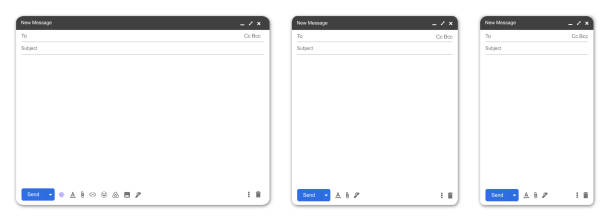 bildbanksillustrationer, clip art samt tecknat material och ikoner med set of email interface. mail mockup window for feedback form - mall