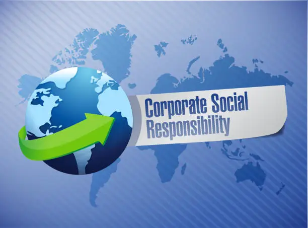 Vector illustration of Corporate social responsibility globe sign