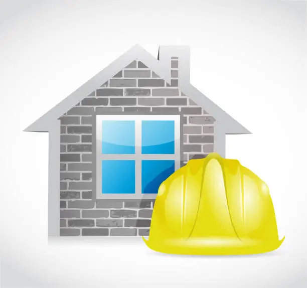 Vector illustration of House and construction helmet