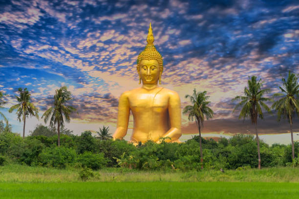 Wat Muang with gilden giant big Buddha statue in Thailand Wat Muang with gilden giant big Buddha statue in Thailand angkor stock pictures, royalty-free photos & images