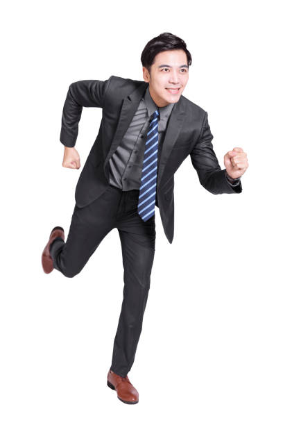 istock Young handsome businessman staring ahead and running.Isolated on white background. 1328090169