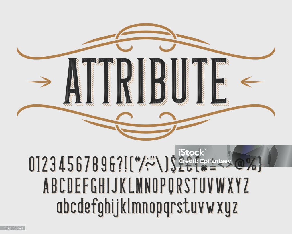 10 Attributes Letters Attribute Alphabet Font Vintage Letters Numbers And Punctuations For ...