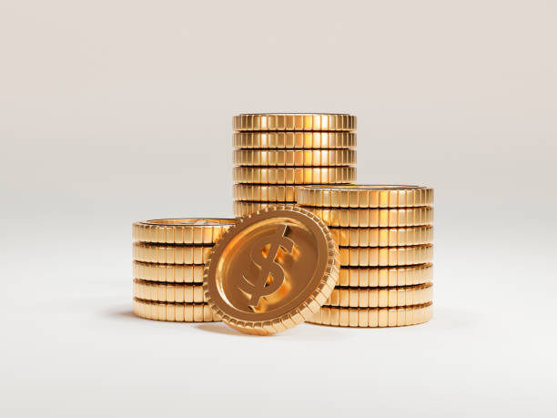 istock Isolated of US dollar coins stacking on white background , 3d render technical concept. 1328095293