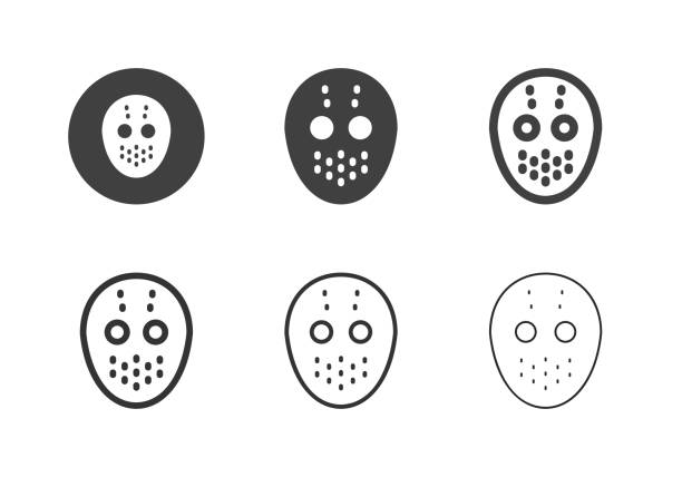illustrations, cliparts, dessins animés et icônes de icônes de masque de hockey sur glace - multi series - hockey mask