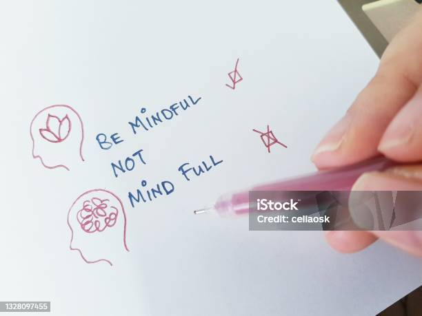 Be Mindful Not Mind Full Mindfulness Concept Stock Photo - Download Image Now - Mindfulness, Relaxation, Wellbeing