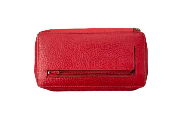 istock Red leather handbag for lady on isolated 1328106065