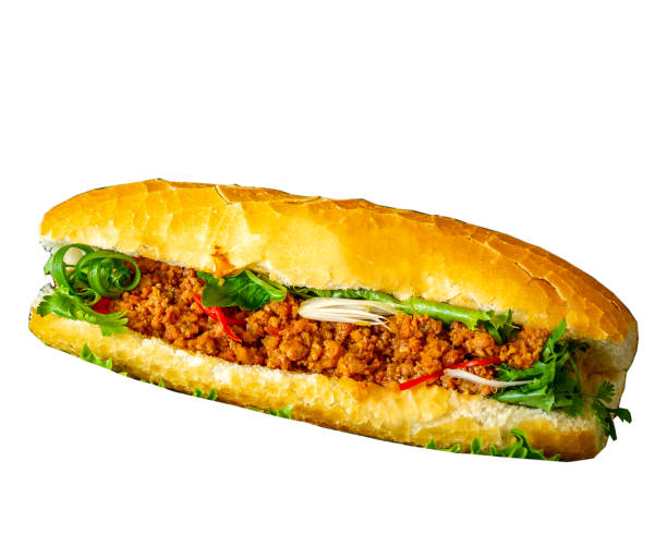 Banh Mi Vietnam Traditional Vietnamese Sandwich Cut Out White Background