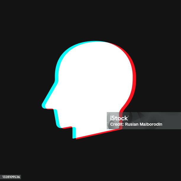 Simple Two Color Human Two Color Human Head Profile Silhouette Vector Illustration On Black ...