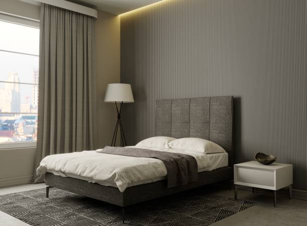 istock Modern bedroom design in pastel colors 1328110240