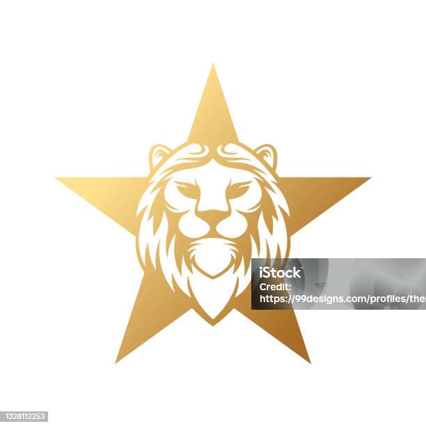Template Vektor Desain Logo Bintang Singa Abstrak Lion Dengan Konsep