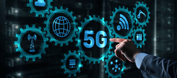 istock Businessman is pressing on the virtual screen 5G. Fast communication concept 1328113279