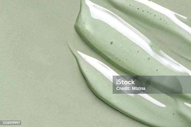 Cosmetic Gel Texture On Green Stock Photo - Download Image Now - Skin Care, Textured, Moisturizer