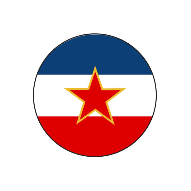 Former Socialist Federal Republic of Yugoslavia Flag Circle button vector icon Former Socialist Federal Republic of Yugoslavia Flag Circle button vector icon former yugoslavia stock illustrations