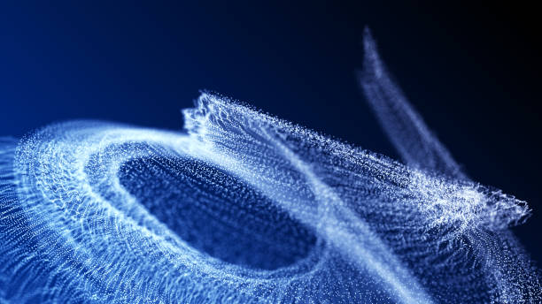istock Abstract particle vortex. Futuristic dynamic wave moving in space. Illustration with explosion of data. 3d rendering. 1328129493