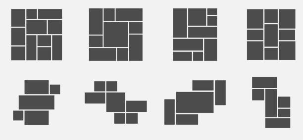 набор коллажей для фотографий или изображений. пустые фреймы векторного шаблона. креативный макет. - mosaic stock illustrations