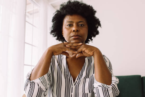 Mature woman looking serious