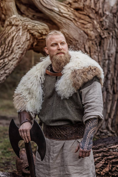 istock Viking warrior king in a forest 1328134023