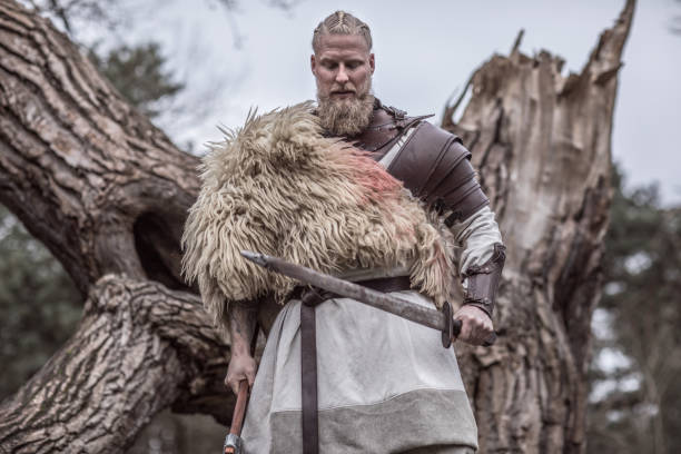 istock Viking warrior king in a forest 1328134031