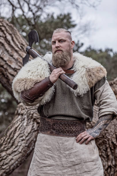 istock Viking warrior king in a forest 1328134041