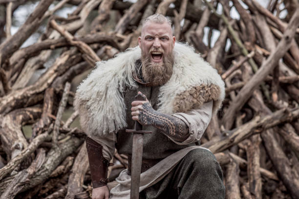 istock Viking warrior king in a forest 1328134134