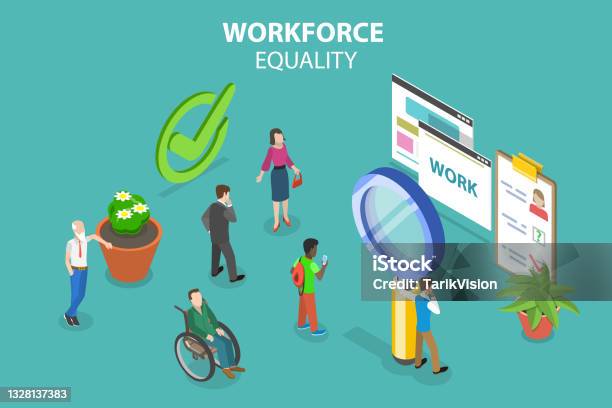 Equitable Workforce Drawing 3d Isometric Flat Vector Conceptual Illustration Of Workforce Equality ...