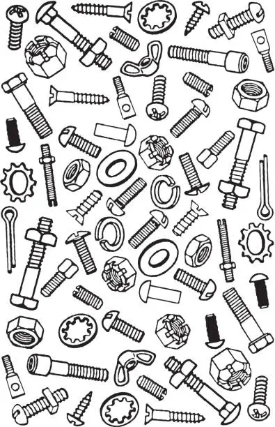 Vector illustration of Nuts and Bolts Pattern