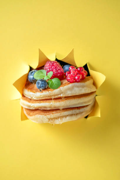American pancake on a yellow background