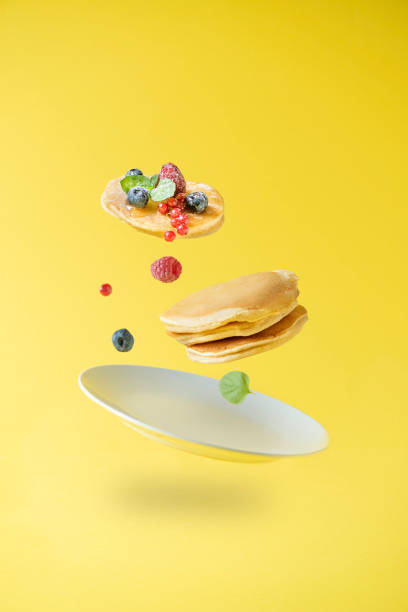 American pancake on a yellow background