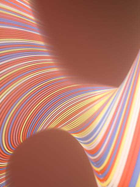 istock Wavy digital illustration of twisted multicolored lines. Abstract template with curving geometric shapes. 3d rendering 1328147082