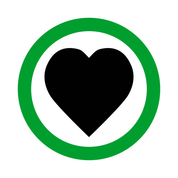 ilustraciones, imágenes clip art, dibujos animados e iconos de stock de amor permitido, signo vectorial redondo verde con corazón - possing love passion romance